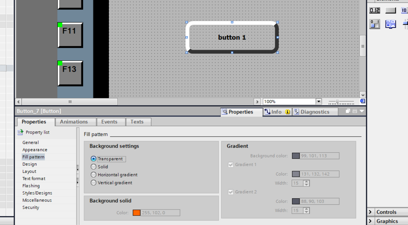 button fill pattern property in wincc hmi